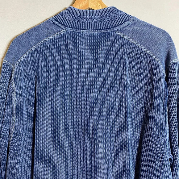 Tommy Bahama Jeans 1/4 Zip Ribbed Knit Pullover Sweater Men's XXL Blue Stretch - Picture 10 of 12